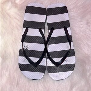 Black & White Striped Flip Flops